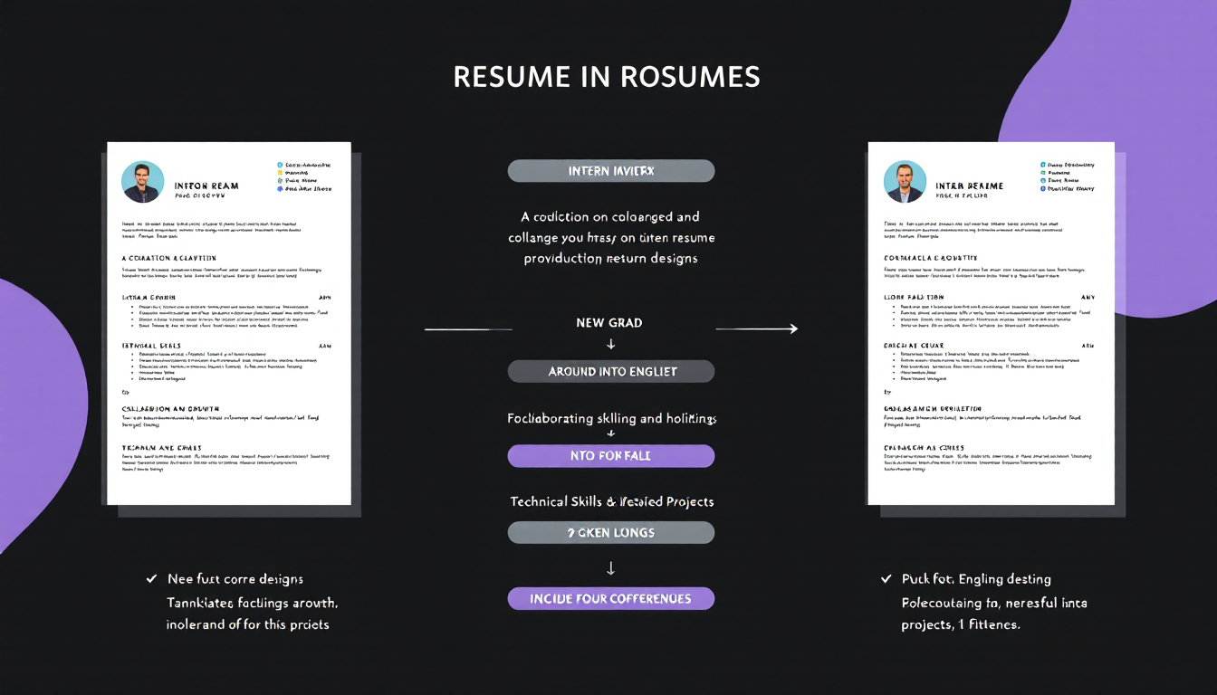 신입과 인턴 이력서의 차이점과 작성 전략을 비교하는 인포그래픽