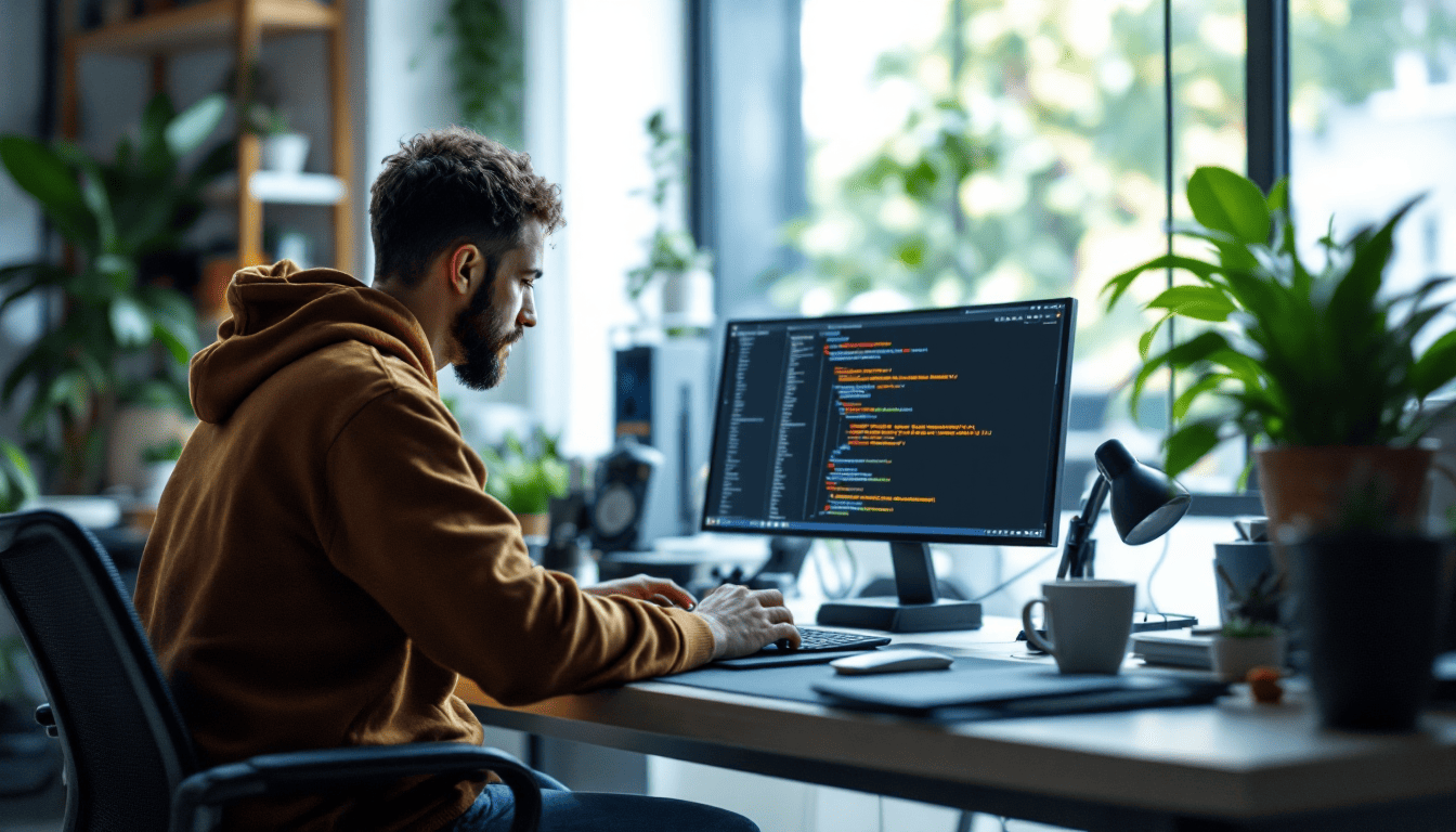 프론트엔드 개발자가 Axios HTTP 요청 코드를 작성하는 장면