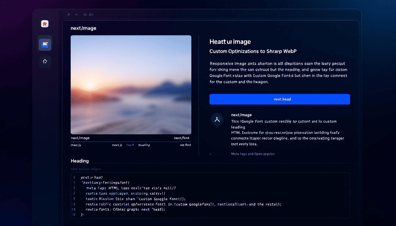 'next/image'와 'next/font'를 활용한 Next.js 이미지 및 폰트 최적화와 SEO 메타데이터 관리 화면