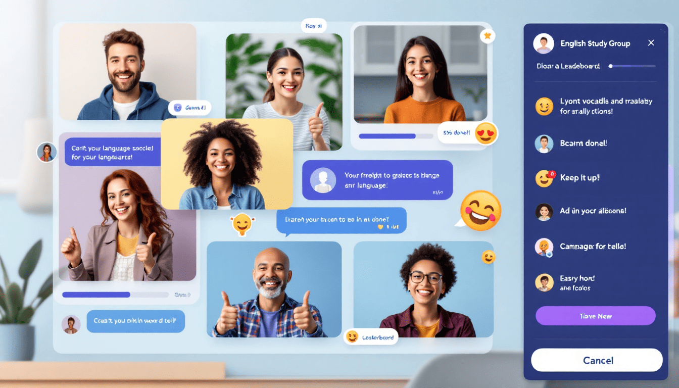 온라인 영어 스터디 그룹의 활발한 소통과 상호 격려 모습