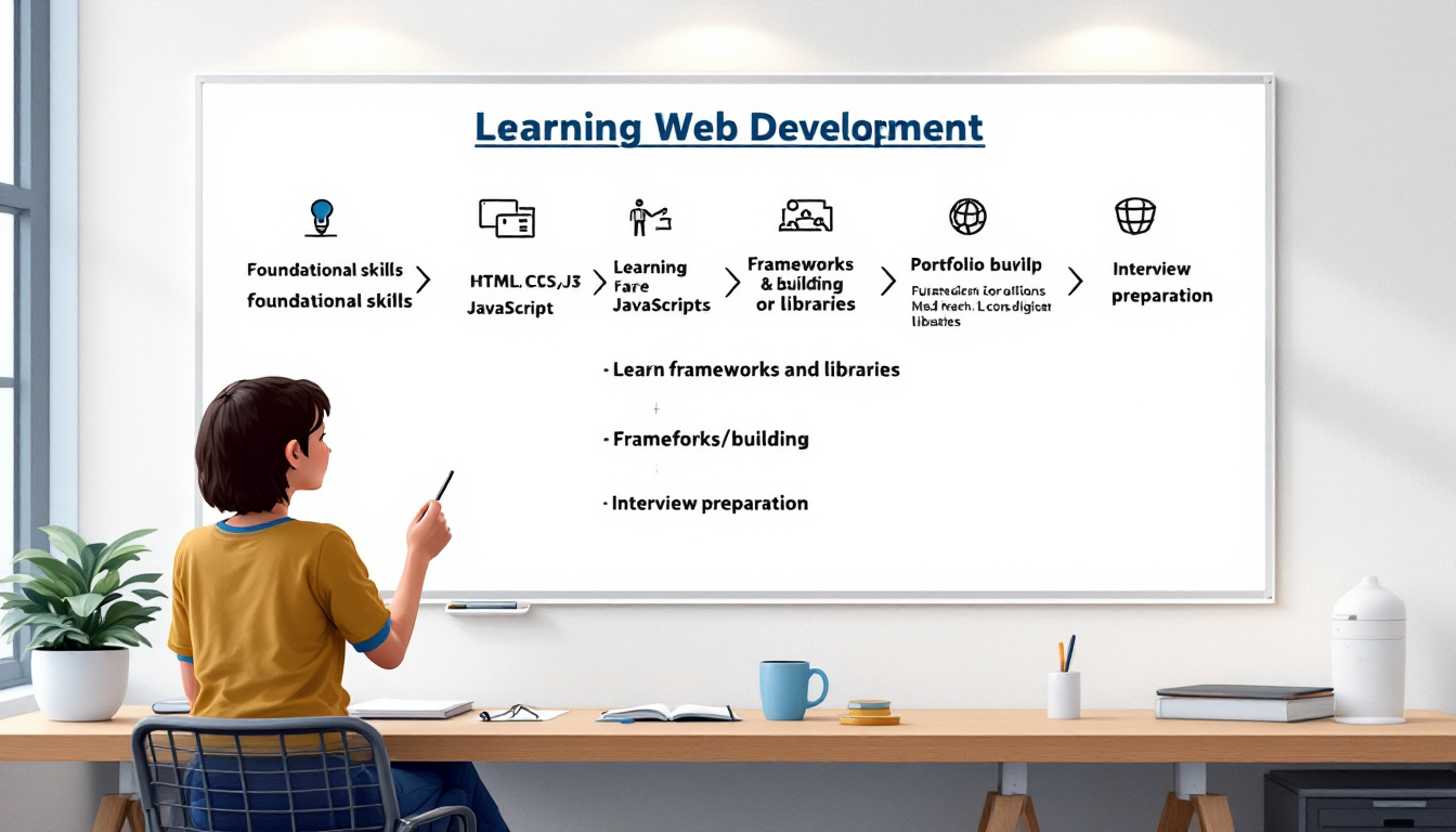 프론트엔드 개발자 취업 위한 단계별 학습 로드맵을 나타낸 이미지