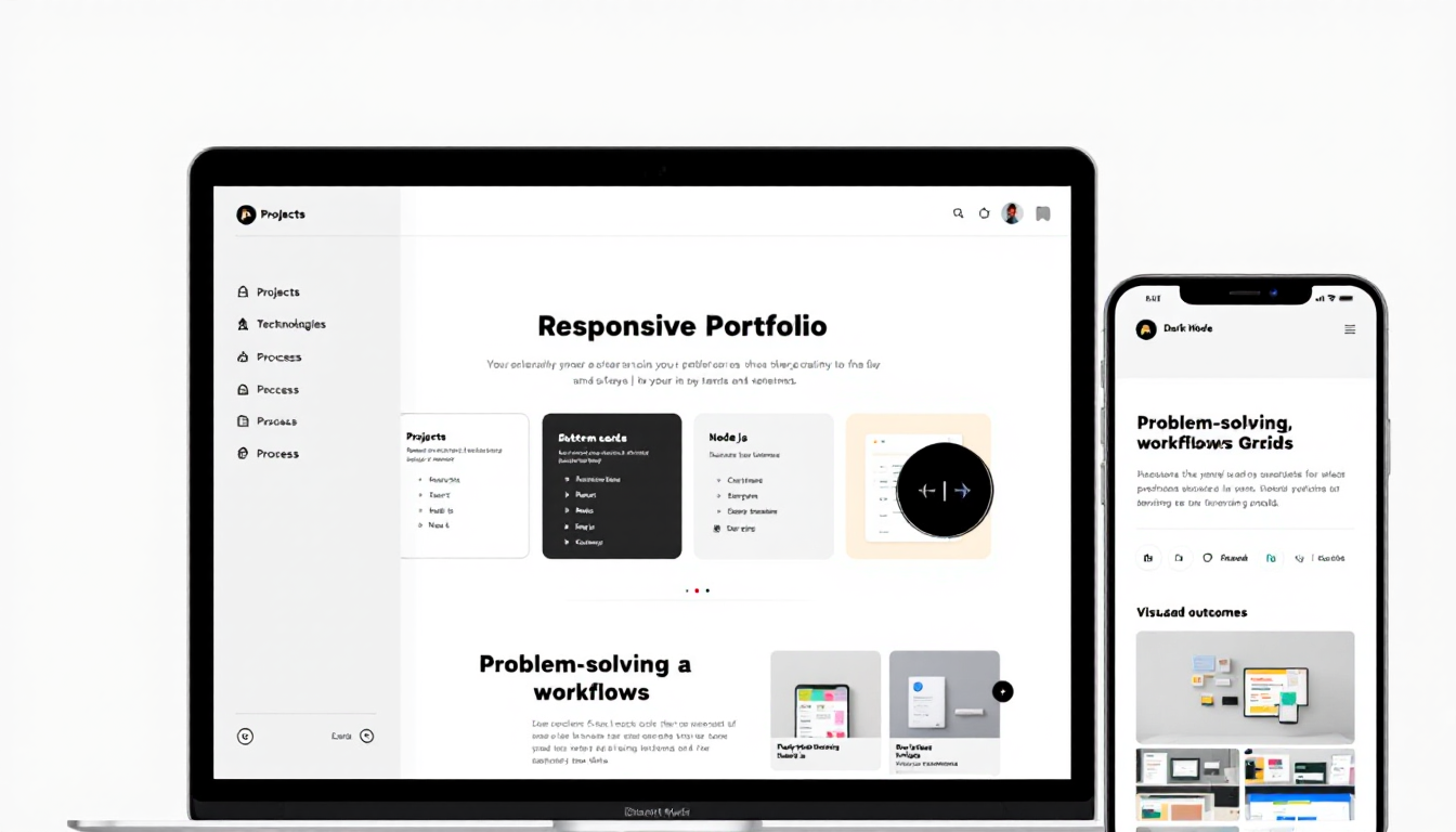 프론트엔드 개발자 포트폴리오 구성과 예시를 보여주는 웹페이지 디자인 이미지