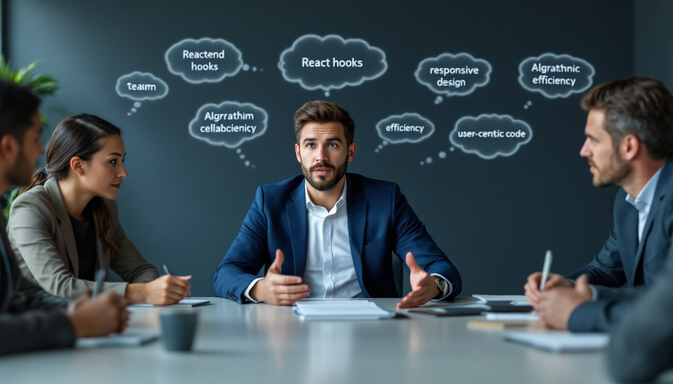 프론트엔드 면접에서 기술 질문, CS 질문, 인성 질문에 답변하는 장면