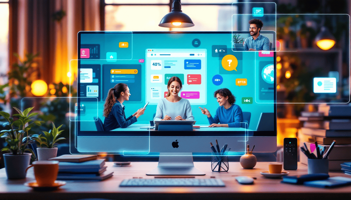 앱, 튜터, 언어 교환 파트너 등 다양한 영어 학습 방법을 활용하는 모습