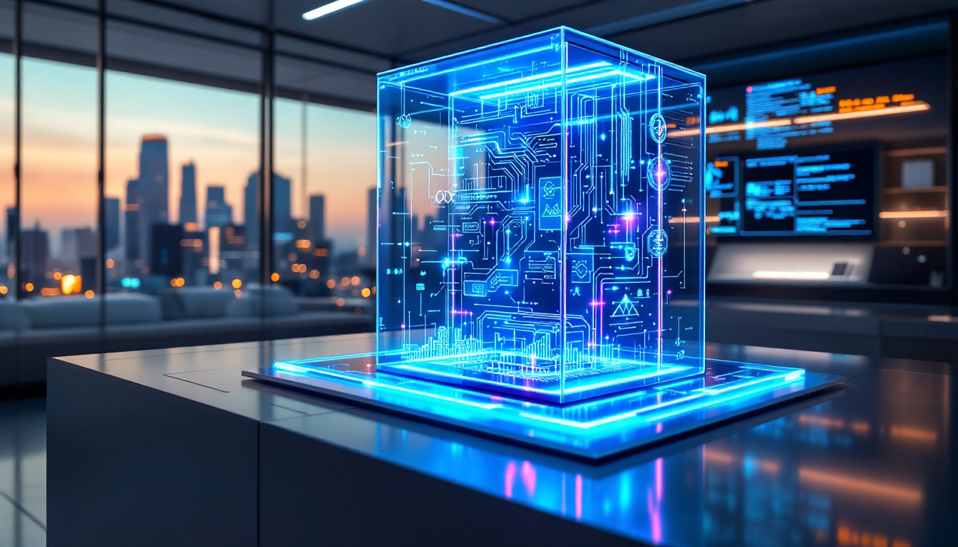 양자 컴퓨팅의 미래 실험실에서 빛나는 양자 회로를 보여주는 이미지